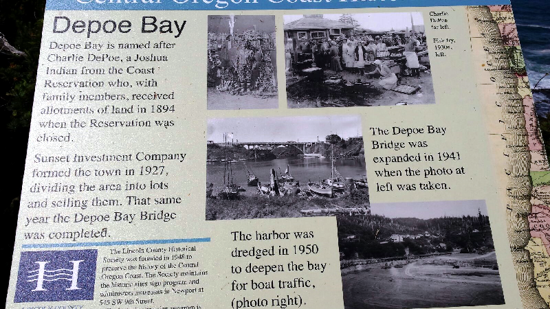 This marker tells some of the history of Depoe Bay